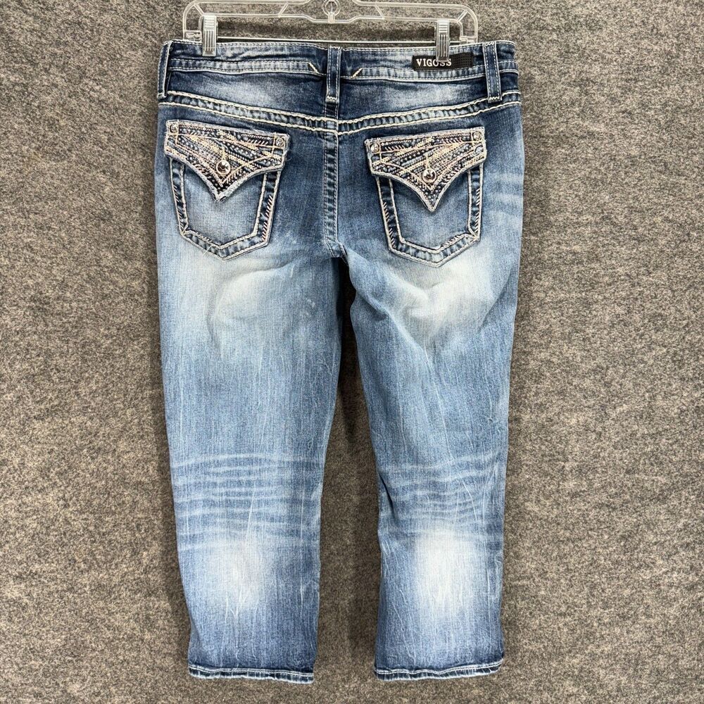 Vigoss Cropped Jeans Women S Small Blue Denim Light Wash Mid Rise Heritage Fit - Picture 2 of 9